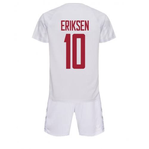 Fotbalové Dres Dánsko Christian Eriksen #10 Dětské Venkovní MS 2022 Krátký Rukáv (+ trenýrky)